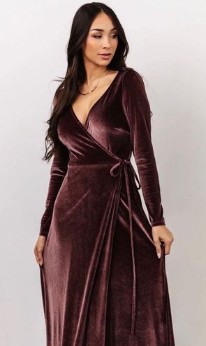 Purple Velvet Wrap Maxi Dress