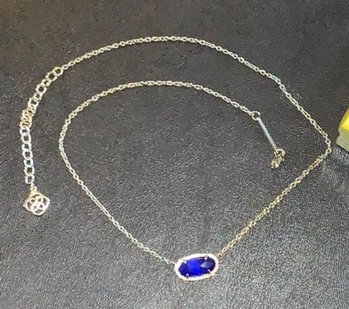 Elisa Gold Pendant Necklace in Cobalt Cat's Eye