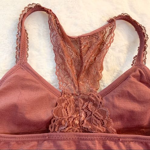 Laura Ashley Mauve Pink Lace Racerback Bralette Size Medium