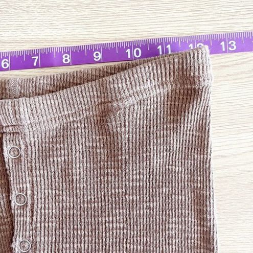 Re/Done X Hanes Womens Waffle Knit Thermal Cotton Leggings Size S Brown