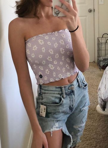 Hollister reverisble shirred tube top in floral print