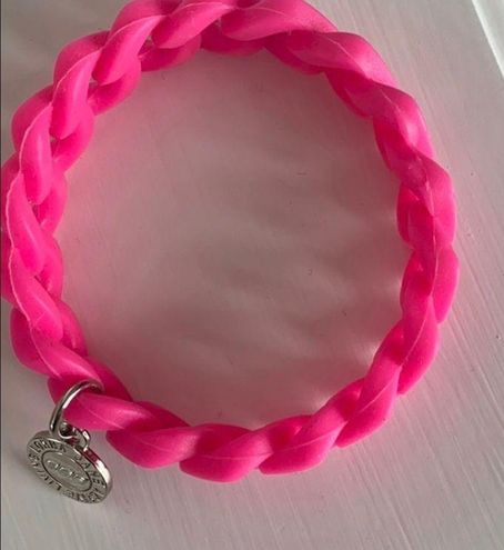 Lorna Jane Active Living Pink Rubber Chain Bracelet Signed