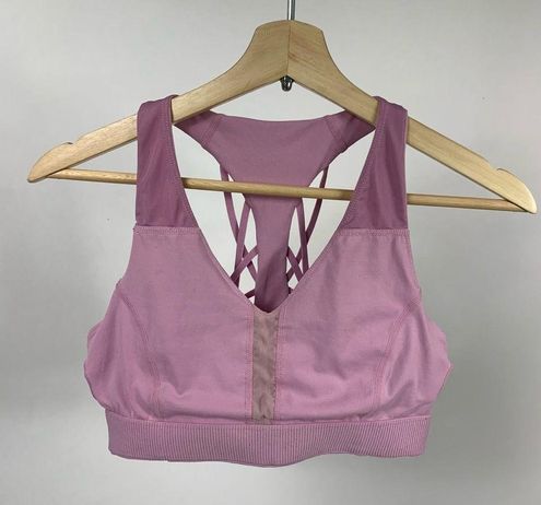 Fabletics Lenna Strappy Longline Mauve High Impact Sports Bra M