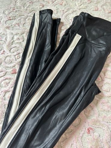 SPANX Tuxedo-Stripe Faux-Leather Leggings - Macy's