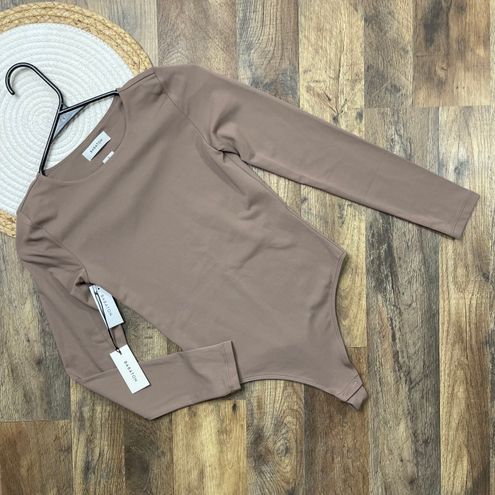 Babaton Aritzia Contour Crew Bodysuit Small NEW w TAGS Deep Taupe Long  Sleeves Brown - $38 New With Tags - From Mya