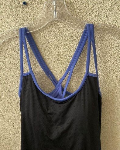 Athleta Womens Black Purple Full Force Built in Bra Perforated Tank Top  Size XS - $26 - From Julia