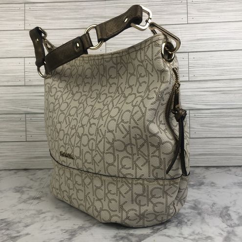 Calvin Klein Hudson Ck Monogram Hobo in Brown