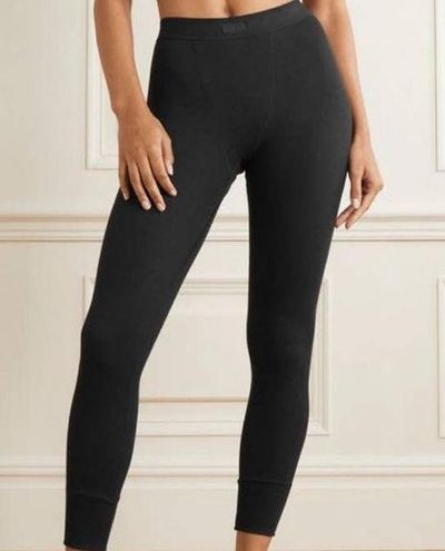 SKIMS Thermal Ribbed Cotton Blend Leggings Soot Black Size Small