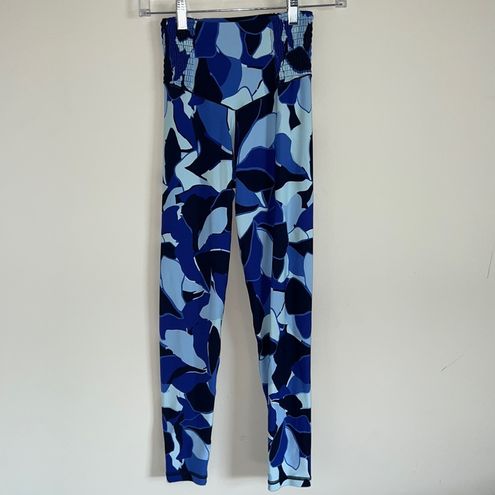 Aerie offline real me high rise smocked 7/8 legging blue white size small -  $25 - From Britney