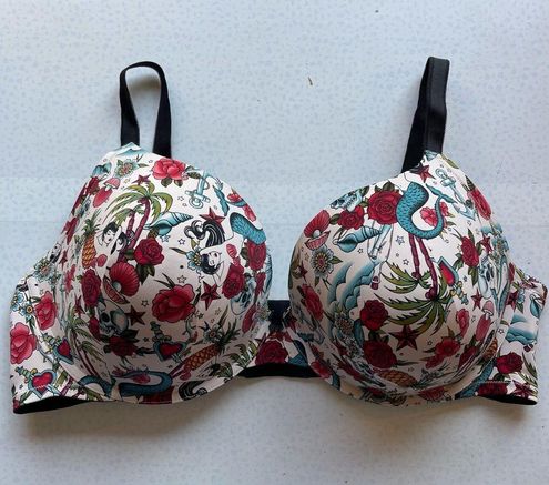 Torrid Tattoo Plunge Push-Up Print Straight Back Bra Size 46DDD Red - $19 -  From Paige