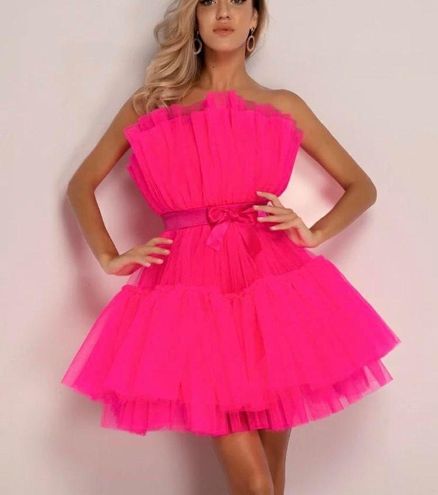 SheIn Pink Fluffy Dress - $25 (41% Off ...