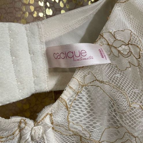 Cacique Vintage intimates white lace no padding bra, size 40D GUC