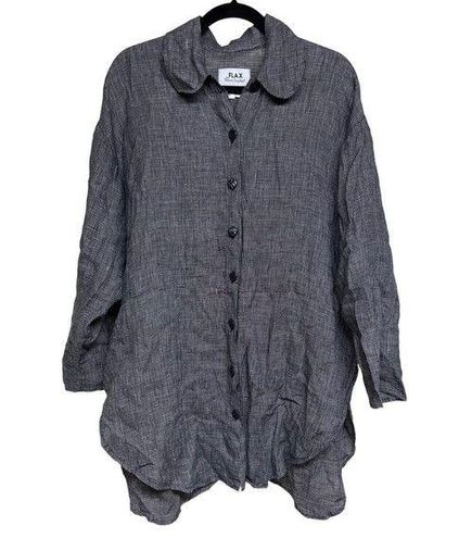 Flax By Jeanne Engelhart Button Front Linen Top Black/White Women's Size  Small - $88 - From Jessica