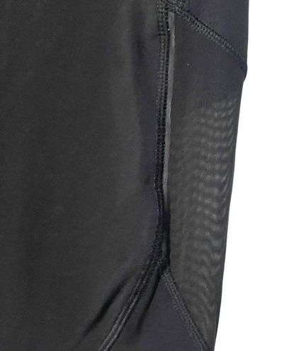 Lululemon Cropped Leggings-Black-Mesh Panels on Legs-Zippered