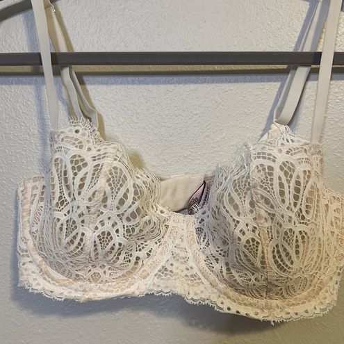 Victoria's Secret Dream Angels White Lace Semi Sheer Push Up Bra 34DD Size  undefined - $25 - From Jamie