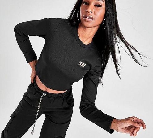 Adidas Originals Outline Ribbed Crop Long-Sleeve Shirt Size M