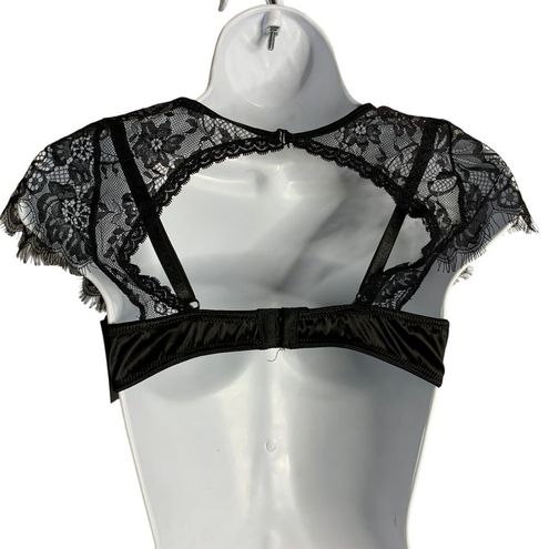 Fredericks of Hollywood Ophelia Lace Bra Top S Black Underwire Lightly  Padded