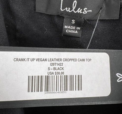 Lulus Black Vegan Leather Cropped Cami Top New Small - $24 New With Tags -  From Rebecca