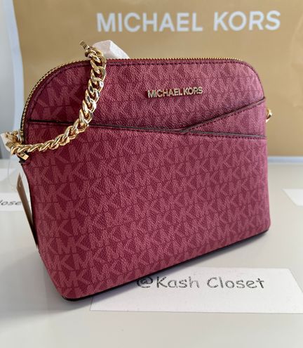 Michael Kors Jet Set Travel Medium Dome Crossbody Bag- Bordeaux Multi –  Meharshop