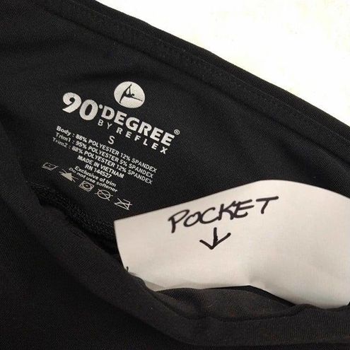 90 Degree by Reflex - Black Leggings w/ Mesh Inset - Hidden Pocket