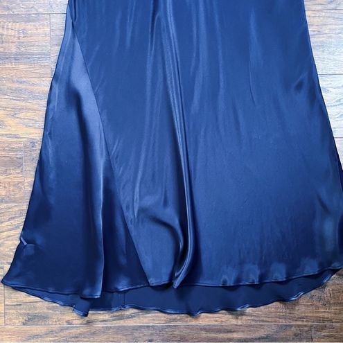 SATIN EFFECT MIDI SKIRT - Navy blue