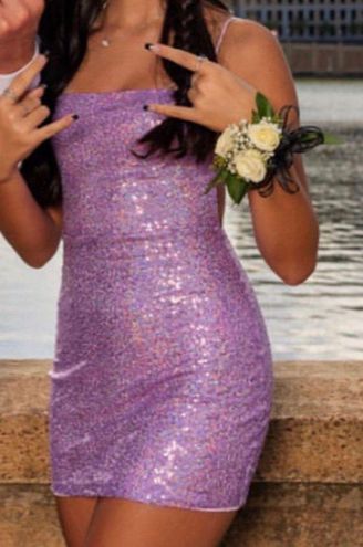Lucy in the Sky, Dresses, Deanna Sequin Bodycon Dress In Purple Size  Xsmall