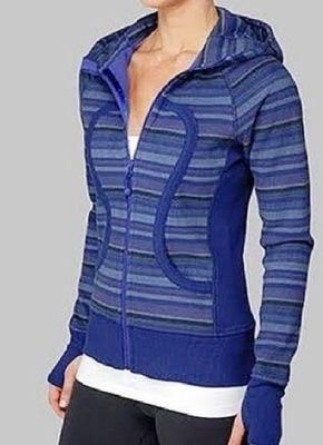 Lululemon Wish Blue Poncho Stripe Scuba Hoodie 6 Gray - $204