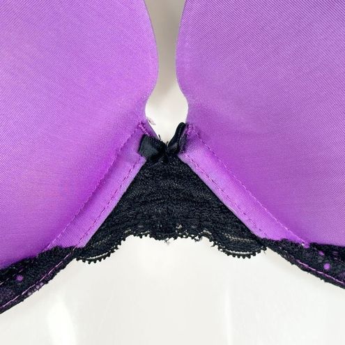 Torrid Plus Size 42DDD Bra Back Smoothing Push Up Plunge Purple Black Lace  1457 - $31 - From Bailey