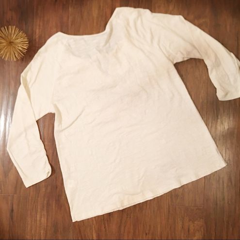 Lucky Brand Womens Scoop Neck Embroidered Cotton Peasant Blouse Cream Sz L  Size M - $24 New With Tags - From Tamara