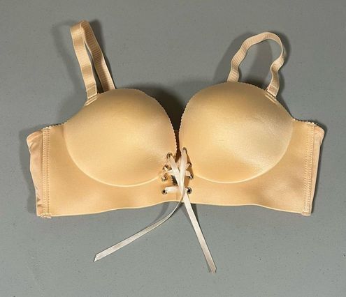 Beige Tan Nude Tie-Up Lace-Up Push-Up Padded Bra Brassiere Lingerie Size 34C  - $35 (30% Off Retail) - From faeriekiss