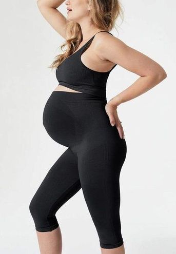 Blanqi Maternity Belly Support Crop Leggings in Black Size Large