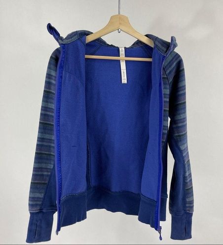 Lululemon Wish Blue Poncho Stripe Scuba Hoodie 6 Gray - $204