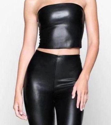 SKIMS Faux Leather Tube Top Size S Onyx (Black) NWT W Straps Kim Kardashian  Black - $51 New With Tags - From Love