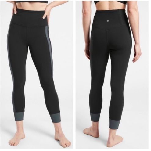 Athleta Elation Rib Trim 7/8 Tight Size MEDIUM Black Anthracite