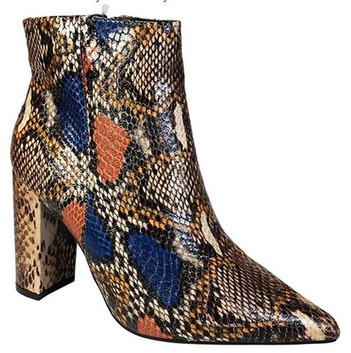 bamboo snakeskin booties