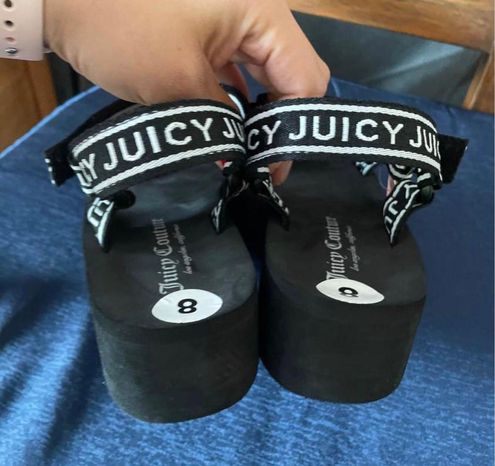 Juicy Couture | Shoes | Juicy Couture Platform Sandals Monogram Velcro  Strap Chunky Heels | Poshmark