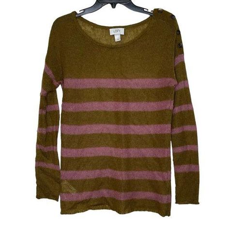 Loft Ann Taylor Women Medium Mohair Striped Pullover Sweater Long Sleeve  Button - $16 - From Ben