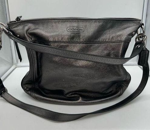 Coach METALLIC GRAY LEATHER ZOE HOBO BAG - $89 - From