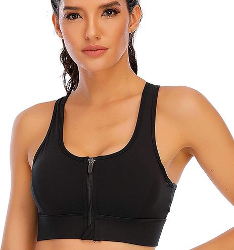 Cordaw Zipper in Front Sports Bra High Impact Strappy Back Support