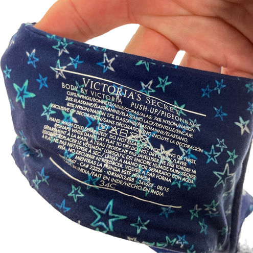 Victoria's Secret Body by Victoria Navy Star Print Push Up Bra Sz 34C - $33  - From Rachel