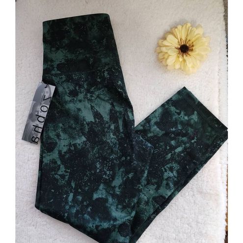 Zobha Ultra High Rise Crop Leggings Nwt Small Green Black Print