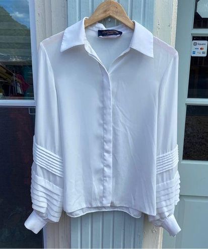 Louis Vuitton uniform white blouse Victorian pleated sleeve style size  34/small - $87 - From Denise