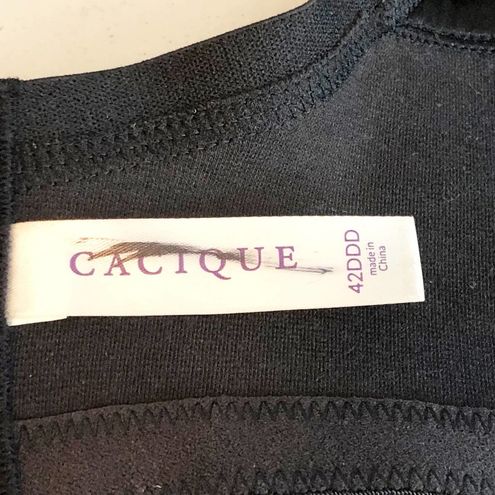 Cacique 42DDD Bra Black Cotton Boost Plunge Knit Stretch Plus Sz Lane  Bryant 103 - $23 - From Bailey