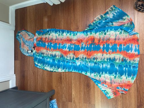 Shape Blue Tie Dye Chiffon Drape Maxi Dress Size 12 - $15 New With