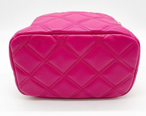 Steve Madden NEW Hot Pink Train Vanity Case Quilted Cosmetic