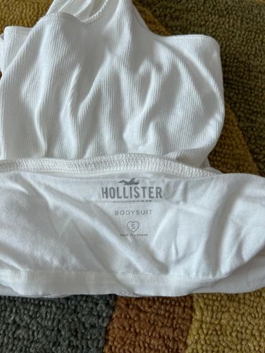 Hollister White Ribbed Halter Thong Bodysuit Shelf Bra Built in Size Small  - $13 - From Emily