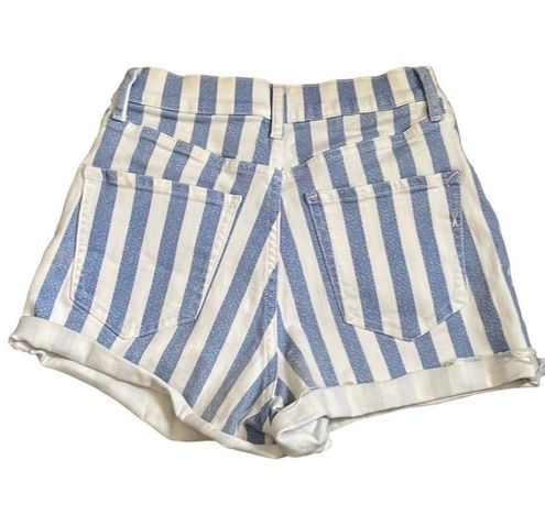 EXPRESS Mom Shortie Shorts Super High Rise Striped Denim Short sz 2 Blue u0026  White - $16 - From Marilyn