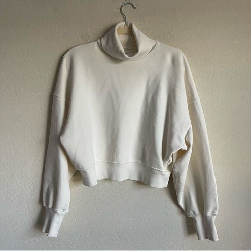 ANINE BING Kian Sweatshirt Ivory Turtleneck Long Sleeve White Size