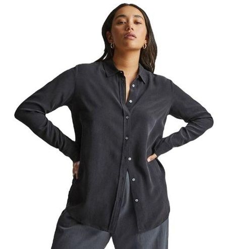 The Washable Clean Silk Relaxed Shirt Black – Everlane