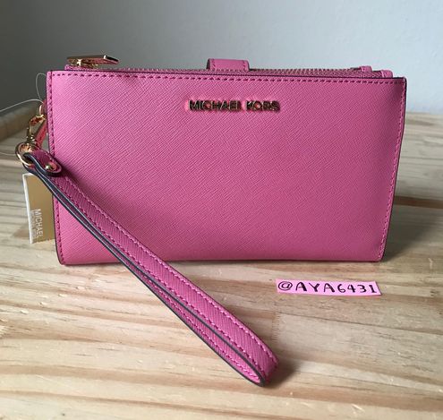 Michael Kors Jet Set Travel Double Zip Wristlet Rosewood Pink